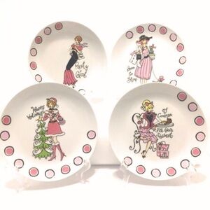 Dessert Plates Girlfriend Diva Chic Shopping Tea Party 9” Santa’s Workbench EUC